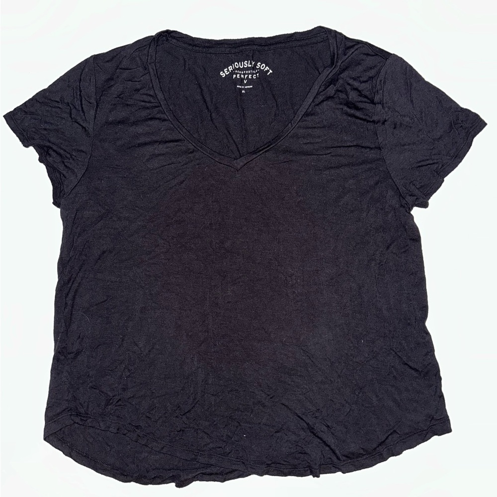 Aeropostale Seriously Soft Black V-Neck Tee